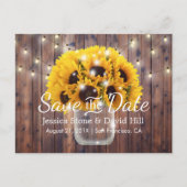 Zonnebloem Jar Rustic Barn Wedding Save the Date Aankondigingskaart (Voorkant)