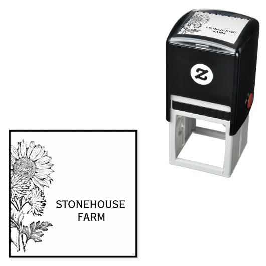 Zonnebloem Je bedrijfsnaam Zelfinktende Stempel (In situ)