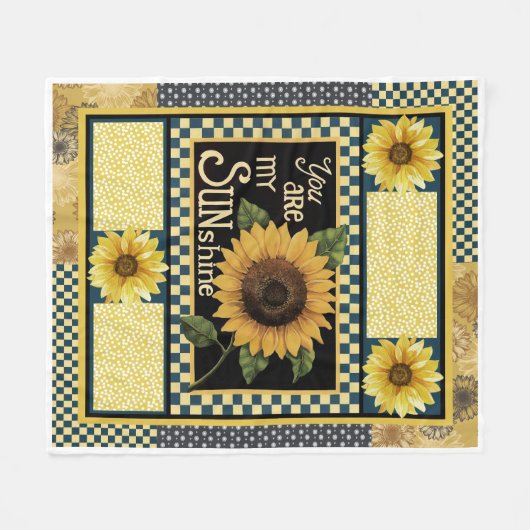 Zonnebloem Je bent mijn zon Fleece Deken (Voorkant (Horizontaal))
