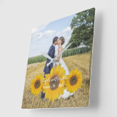 zonnebloem - je trouwfoto vierkante klok (Hoek)