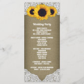 Zonnebloem Jute en Kant Trouwerijprogramma's Programmakaart (Achterkant)