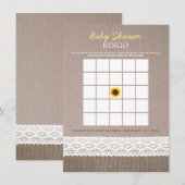 Zonnebloem Jute & Haak Kant Baby Shower Bingo Kaart (Voorkant / Achterkant)
