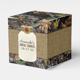 Zonnebloem jute jacht camo bruiloft gunst dozen bedankdoosjes
