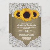 Zonnebloem jute kant bruids douche uitnodigingen (Voorkant / Achterkant)