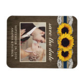 Zonnebloem jute kant foto Save the Date magneten (Horizontaal)