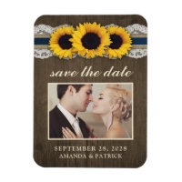 Zonnebloem jute kant foto Save the Date magneten