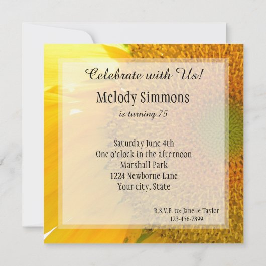 Zonnebloem Kaart (Achterkant)