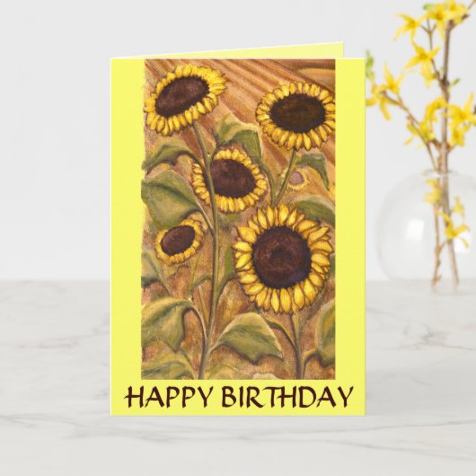 Zonnebloem Kaart Happy Birthday Custom Wenskaart (Gele Bloem)