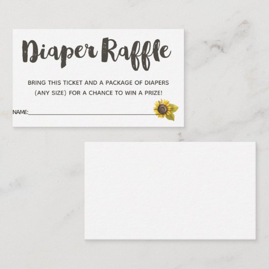 Zonnebloem Kaart Raffle Tickets Enclosure (Voorkant / Achterkant)