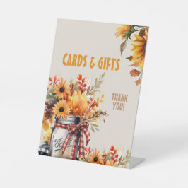 Zonnebloem Kaarten en Cadeaufeest Reclamebord Met Voetstuk