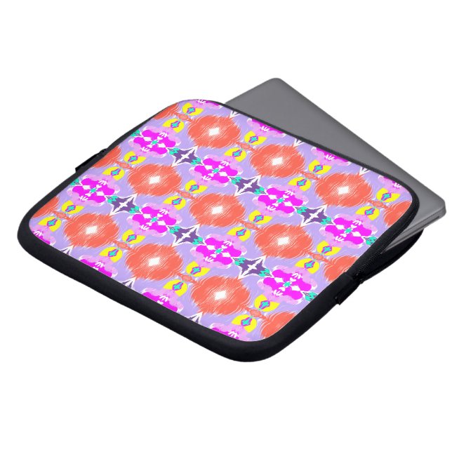 Zonnebloem Kaleidoscoop Laptop Sleeve (Voorkant top)