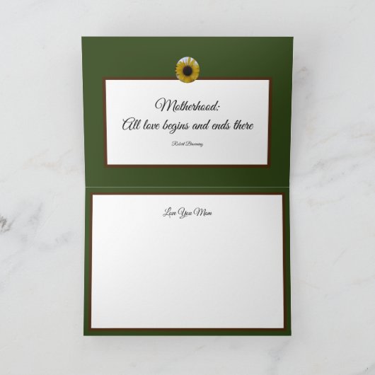 Zonnebloem Kaleidoscope Green Moederdag Kaart (Binnen)