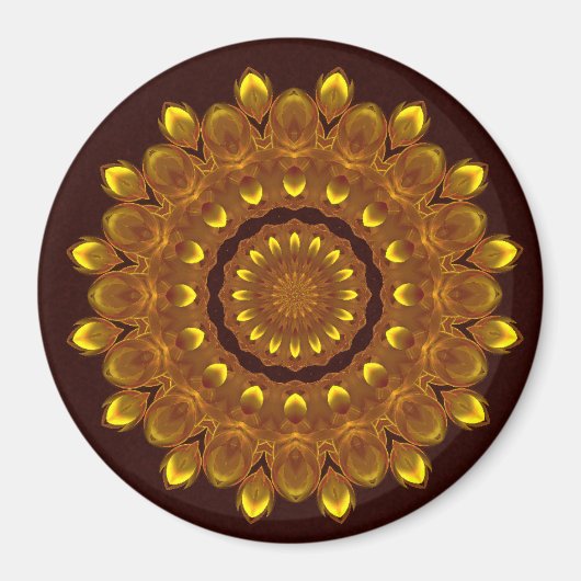 Zonnebloem Kaleidoscope Mandala Magneet (Voorkant)