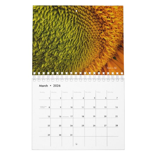 Zonnebloem Kalender (Mar 2026)