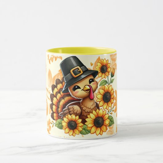 zonnebloem kalkoen mok  (Midden)