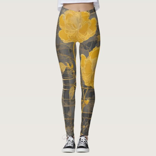 Zonnebloem Kant AI-kunst Leggings (Voorkant)