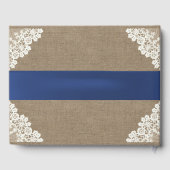 Zonnebloem Kant & Burlap Blauw Lint Rustieke bruil Gastenboek (Achterkant)