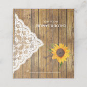 Zonnebloem Kant Hout Bloemen Bruiloft Plaatskaartje (Buitenkant ongevouwen)