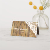 Zonnebloem Kant Hout Bloemen Bruiloft Plaatskaartje (Achterkant)