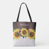 Zonnebloem Kant Hout Burgundy Bloemen Bruidsmeisje Tote Bag (Achterkant)