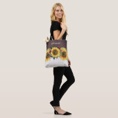 Zonnebloem Kant Hout Burgundy Bloemen Bruidsmeisje Tote Bag (Op model)