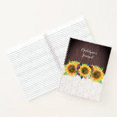 Zonnebloem Kant Hout Gepersonaliseerde Naam Journa Notitieboek (Binnen)