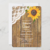 Zonnebloem Kant Hout Repetitie diner uitnodiging (Voorkant)