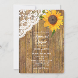 Zonnebloem Kant Hout Repetitie diner uitnodiging