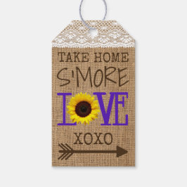 Zonnebloem Kant Kanten Jute Paars S'Mores Liefde M Cadeaulabel