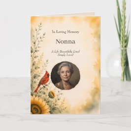 Zonnebloem Kardinaal Herdenkingsfoto Funeral Card Kaart