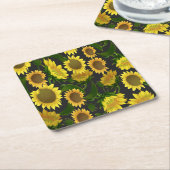 Zonnebloem Kartonnen Onderzetters (Schuin)