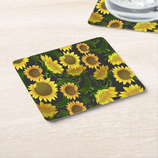 Zonnebloem Kartonnen Onderzetters (Schuin)