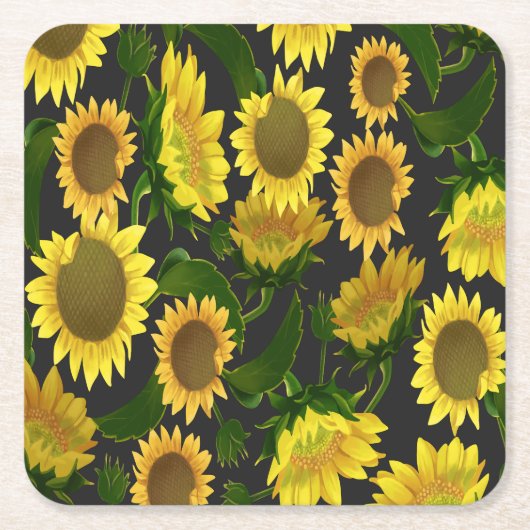 Zonnebloem Kartonnen Onderzetters (Voorkant)