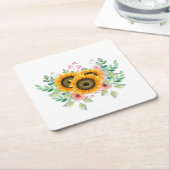 Zonnebloem Kartonnen Onderzetters (Schuin)
