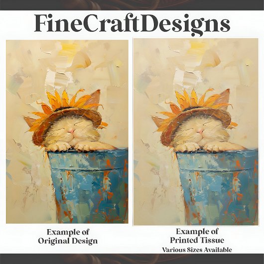 Zonnebloem kat dutje grillige olie stijl schilderi tissuepapier