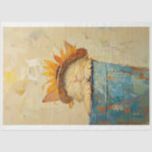 Zonnebloem Kat Sluimering Whimsical Olie Schilderi Tissuepapier (Voorkant)