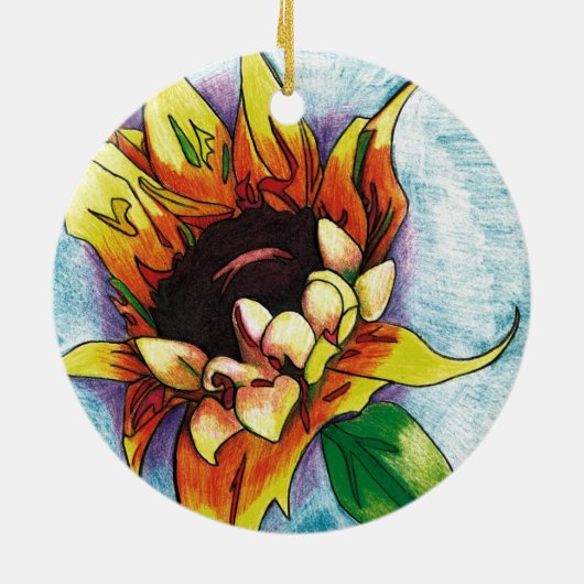 zonnebloem keramisch ornament (Achterkant)