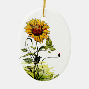 Zonnebloem Keramisch Ornament