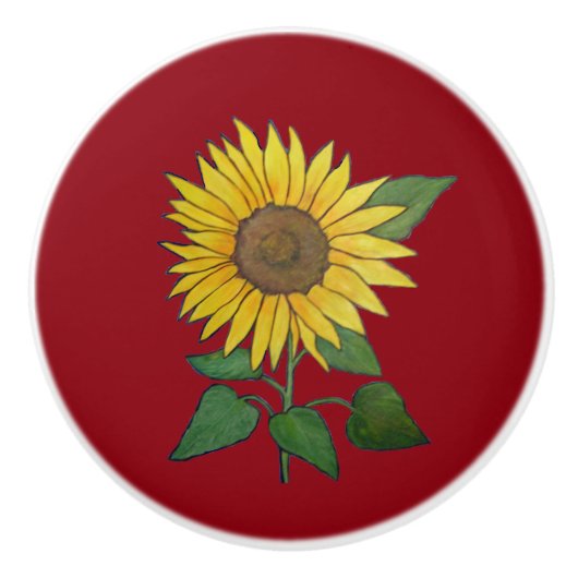 Zonnebloem Keramische aantrekking/knop Keramische Knop (Voorkant)