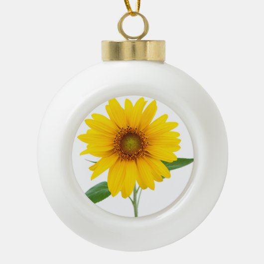 Zonnebloem Keramische Bal Ornament (Voorkant)
