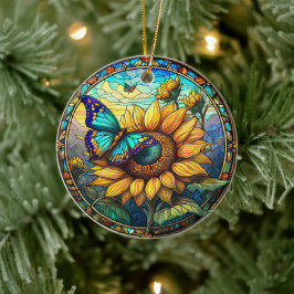 Zonnebloem Keramische Decoratieve Glas in lood loo Keramisch Ornament