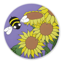 Zonnebloem Keramische knop