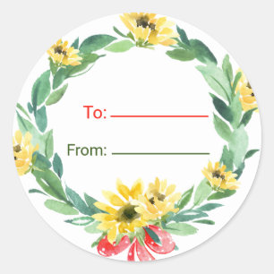 Zonnebloem Kerstkrans van en naar Sticker