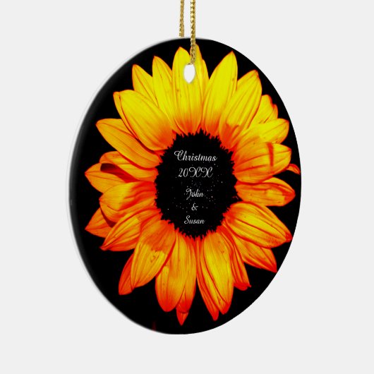 Zonnebloem Kerstmis Keramisch Ornament (Rechts)