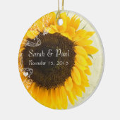 Zonnebloem kerstversiering keramisch ornament (Links)