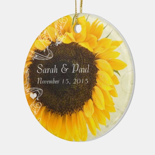 Zonnebloem kerstversiering keramisch ornament (Links)