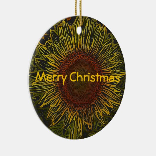 Zonnebloem kerstversiering keramisch ornament (Rechts)