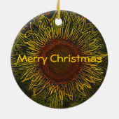 Zonnebloem kerstversiering keramisch ornament (Achterkant)