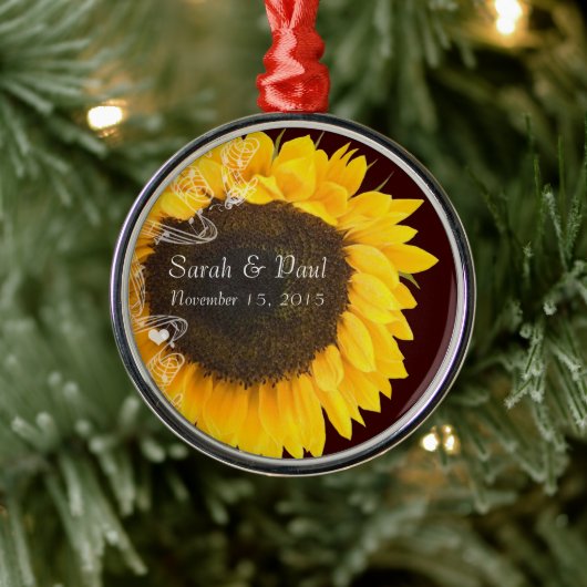 Zonnebloem kerstversiering metalen ornament (Boom)