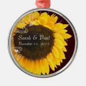 Zonnebloem kerstversiering metalen ornament (Voorkant)